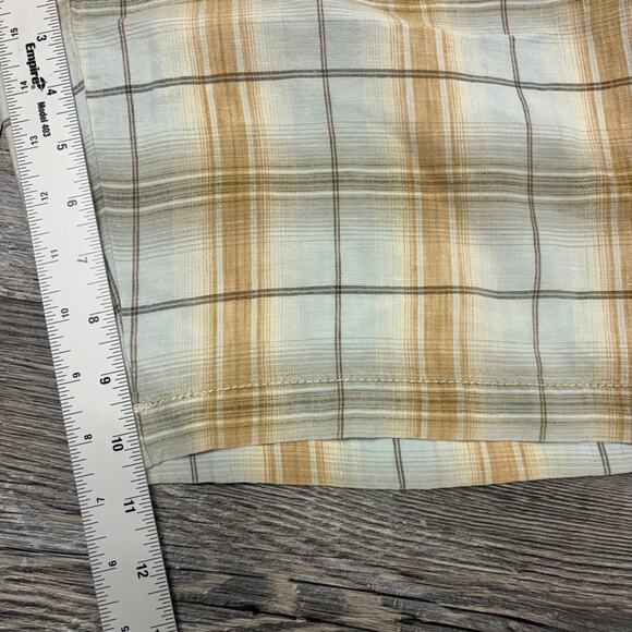 Tommy Bahama Shadow Plaid Brown Gray Men 33 Relax Linen Flat Front Casual Shorts - Picture 6 of 10